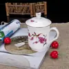 Taza de Té de Cerámica Jingdezhen para el Hogar de Gran Capacidad con Tapa y Asa Taza de Té para Oficina de Negocios con Logo