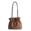 Bolso Cubo de Moda Estilo Coreano con Cordón, Bolso Cruzado Mini Casual Lindo de Moda, Bolso de Hombro Elegante de Cuero Suave Color Sólido