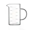 Taza medidora de vidrio de borosilicato de alta resistencia al calor con escala y asa