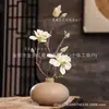 Traje de Flor de Magnólia Clássica Flor Artificial Sala de Estar Decorações para Casa Decoração de Flor Seca Flor de Seda