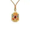 Nuevo Colgante Cuadrado Esmalte Dorado Antiguo Azul Quemado Concubina Imperial Cobre Chapado en Oro Estilo Retro de Palacio Colgante Cuadrado Venta al por Mayor