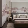 Nuevo estilo chino paisaje Pabellón concepto artístico estilo TV sofá fondo papel tapiz Tela de pared dormitorio B&B sala de té papel tapiz mural