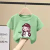 Camiseta de Algodón Puro para Niñas 2026 Nueva Elegante Dibujos Animados Manga Corta Verano Holgada Versátil Superior para Niños Mayores Moda Estudiante