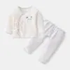 Macacão para Bebê Recém-Nascido Algodão Puro Roupas de Primavera e Outono Conjunto de Duas Peças Roupa Íntima de Bebê Dividida Roupas de Outono Macacão de Monge para Recém-Nascido