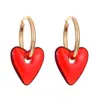 Pendientes Retro de Moda Círculo Rojo Exagerado con Corazón de Melocotón Diseño de Nicho Pendiente Retro Chica Picante para Mujer
