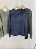 Moletom Pulôver Gola Redonda Listrado Color Block Estilo Coreano Relaxado para Mulheres 2026 Primavera e Outono Retrô Slim-Fit Versátil Jaqueta de Estudante