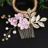 Diadema Dorada de Venta Caliente Estilo Europeo y Americano para Novias, Accesorios para el Cabello de Perlas Hechos a Mano, Accesorios para el Cabello de Boda, Juegos de Horquillas y Pasadores