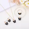 Colar Pulseira Brincos Joias Borboleta Novo Clássico Tendência Versátil Esmalte Multicolor Joias com Diamante