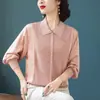 Conjunto de Primavera para Mamá: Top de punto rojo con elegantes mangas de gasa, ropa holgada para mujeres de mediana edad