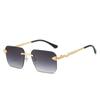 Nuevas Gafas de Sol sin Marco Transfronterizas Moda Europea y Americana Cuadradas Personalidad Serpiente Metal J Gafas de Sol Simples y Exquisitas