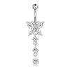 Amazon Aliexpress eBay Exportación Transfronteriza Venta Caliente Mariposa Circonita Hilo Largo Botón de Ombligo Anillo de Ombligo Joyería para Piercing