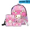 Mochila Escolar Sanrio MeloDy de Três Peças Mochila de Estudante Bolsa de Lápis de Ombro Periférico Impresso Novo Produto 3D