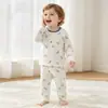 Conjunto de ropa interior térmica de lycra para niños para otoño e invierno, conjunto de dos piezas para casa para niños mayores, ropa interior sin costuras de algodón puro