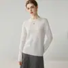 Suéter 100% cachemira pura para mujer, otoño e invierno, cuello redondo plano, tejido sin costuras, top base ajustado