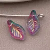 Cuentas Espaciadoras de Vidrio Vintage Multicolor con Hoja Pintada en Oro Colgante Llavero DIY Hecho a Mano Accesorios de Joyería con Cuentas