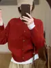 Suéter de Lana 100% de Manga Larga Otoño Color Sólido Cárdigan Exterior Suéter de Cachemira Holgado Casual para Mujer Chaqueta de Punto Versátil Top