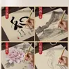 Papel Xuan Chino Engrosado Semi-Crudo en Forma de Abanico para Caligrafía para Principiantes, Tarjeta Dura Especializada para Estudiantes de Arte