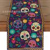 Bandeira de Mesa do Dia dos Mortos Mais Vendida da Amazon Estampa Floral de Caveira Carnaval Mexicano Decoração de Mesa de Sala de Estar Toalha de Mesa