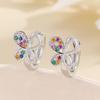 Aretes Simples de Mariposa con Diamantes de Color para Mujer Pequeños y Dulces Corazón de Niña Moda Fresca de Verano Lujo Ligero Joyería Ins