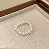 Anillo Exquisito y Simple de Perla de Zircón Japonés y Coreano Abierto Ajustable Anillo para el Dedo Índice Lujo Accesible Nicho Colección de Anillos Lisos