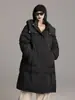 Casaco de inverno longo acolchoado 90% plumas de pato 2026 novo para mulheres, corte solto, espesso, extremamente quente, acinturado, com capuz