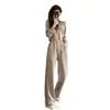 Traje Casual Deportivo Elegante de Gama Alta para Mujer 2025 Primavera y Otoño Nuevo Estilo Cardigan Pantalones de Pierna Ancha Modernos Conjunto de Dos Piezas