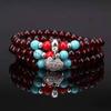 Pulseira turquesa de cristal de imitação 108 contas 6mm granada de imitação contas budistas Proteja paz pulseira de casal masculino e feminino cordão de mão