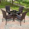 Conjunto de Três Peças de Vime para Pátio com Mesa e Cadeiras para Exterior, Cadeira de Vime, Conjunto de Vime para Lazer, Vime para Terraço ao Ar Livre no Jardim