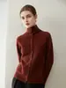 Nuevo suéter cárdigan top de punto básico liso de cuello alto holgado de cachemir versátil simple para otoño e invierno para mujer