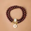 Pulseiras de Sândalo Sangue Novo Atacado, Pulseiras de Contas Budistas de Sândalo Vermelho Folha Pequena, Acessórios Pulseiras de Contas de Oração Estilo Masculino Material Antigo