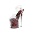 Zapatos de Mujer para Exportación de Comercio Electrónico Transfronterizo de 20 cm Sandalias con Hebilla de Una Línea Zapatos de Tacón de Aguja de Mujer Cristal Transparente Estampado de Leopardo Zapatos de Pasarela para Mujer