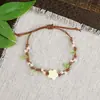 Pulsera de Cuerda Trenzada de Cerámica Fresca Estilo Viajero de Jingdezhen, Pulsera de Trébol de Cuatro Hojas, Joyería Artística Hecha a Mano, Venta al por Mayor para Atracciones Turísticas
