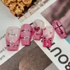 Nuevas pegatinas para uñas con estampado de leopardo cruzado, estilo dulce y fresco otoño/invierno, calcomanías de uñas con forma de corazón de moda Y2K, al por mayor