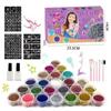 Nuevo Traje de Tatuaje de Polvo Brillante de Dibujos Animados Tatuaje Pequeño Semi-permanente Plantilla de Color Maquillaje de Polvo Brillante para Escenario Venta Caliente Transfronteriza