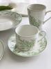 Venta al por mayor de vajilla de cerámica con estampado de lirios del valle verdes, estilo pastoral de lujo, taza de café, plato occidental
