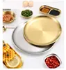 Zibo Barbacoa Estilo Coreano Acero Inoxidable Disco Engrosado Plato para Barbacoa Dorado Café Plato para Fruta Pastel Huesos Horneado