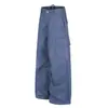F9067 High Street Estilo Americano Unisex Vintage Multibolsillos Ropa de Trabajo Azul Diseño de Pierna Ancha Pantalones Cargo Casuales Sueltos para Hombre