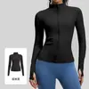 Chaqueta de yoga para mujer de nailon de alta elasticidad, corte ajustado, cuello alto, cárdigan con cremallera, top deportivo de manga larga para fitness para primavera y otoño