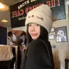 Conjunto de Gorro y Bufanda Tejidos, Estilo Coreano Otoño e Invierno, Lindo Bordado de Cachorro, Cálido, Adelgazante de Rostro, Versátil Gorro de Lana para Mujer