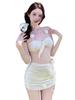Traje de Baño Enterizo con Falda y Abertura para Mujer Cubre Vientre Adelgazante Playa Vacaciones Aguas Termales para Mujer [una generación de cabello]]