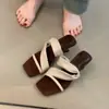Sandalias Romanas de Tacón de Cuña para Mujer Chuyuji, Punta Cuadrada, Sandalias de Verano Retro con Punta Abierta, Chanclas Versátiles Estilo Coreano