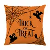 Conjunto de Capas de Almofada Decorativas de Linho para Casa de Halloween com Combo de Capa de Almofada de Sofá de Cabeça de Abóbora Engraçada