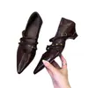 Nuevos zapatos de tacón bajo de punta fina estilo retro francés con tacón grueso, de piel suave, versátiles para ir al trabajo, Mary Janes de hebilla única de tacón alto