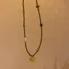 Snacks silvestres juego de verano dopamina limón con cuentas collar verde cuentas checas accesorios de fruta cadena de clavícula nicho