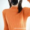 Camiseta Básica de Cuello Alto para Mujer 2025 Otoño e Invierno Nuevo Estilo Elegante Europeo y Americano Suéter de Punto Elegante con Frunces para Mujer 9106
