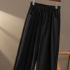 Moda Casual Europeia e Americana Plissado de Pinça Cintura Solta Pernas Largas Nove Pontos Slim Esconde Gordurinhas Calças Casuais Finas Balão Calças Femininas