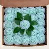 Set de Regalo Caja Transfronteriza de Rosas de Espuma Pe, Flores Artificiales con Tallos y Hojas, 50 Piezas, Flores para Decoración de Bodas, Regalo del Día de San Valentín