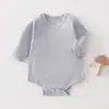 Macacão de Manga Comprida de Algodão Puro para Recém-Nascido para Meninos e Meninas, Body Triângulo Jacquard, Roupa Infantil Classe A Sem Costura