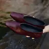 Zapatos de una sola capa con punta cuadrada de piel de vaca y aceite de caballo para mujer, nuevos de primavera, totalmente de cuero, color sólido, de caña baja, tacón bajo, escotados, zapatos de una sola capa para mujer