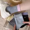 Calcetines de Algodón para Mujer Mekki Estilo Primavera, a Media Pantorrilla, con Rayas de Bloques de Color, Bordado de Corazón, Calcetines Holgados, Calcetines para Mujer sin Costuras Estilo Coreano